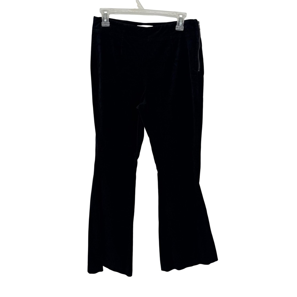 Anthropologie Velvet Flare Pants Black Side Zip Bootcut‎ Women 4 Indie Goth Boho